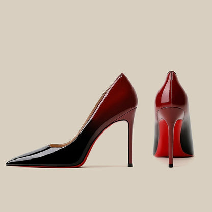 Patent Leather Black Red Gradient Color High Heels Niche Design Limorista