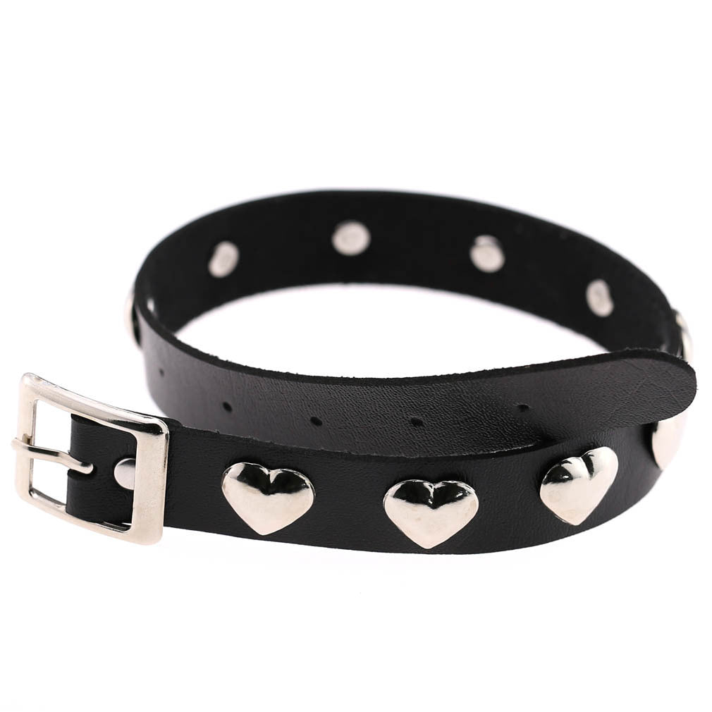 Fan Original New Punk Gothic Love Heart-shaped Rivets Pin Buckle Necklace Limorista