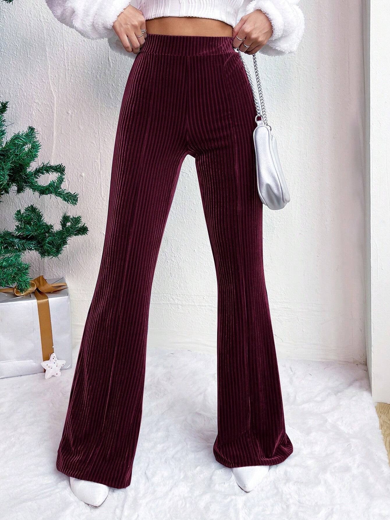 High Waist Lamp Wick Corduroy Bell-bottom Pants Wide Leg Women Limorista