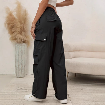 European And American Trousers High Waist Loose Tappered Wide-leg Overalls Limorista