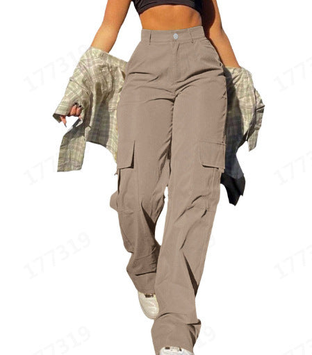Multi-Pocket Workwear Straight-leg Trousers Limorista