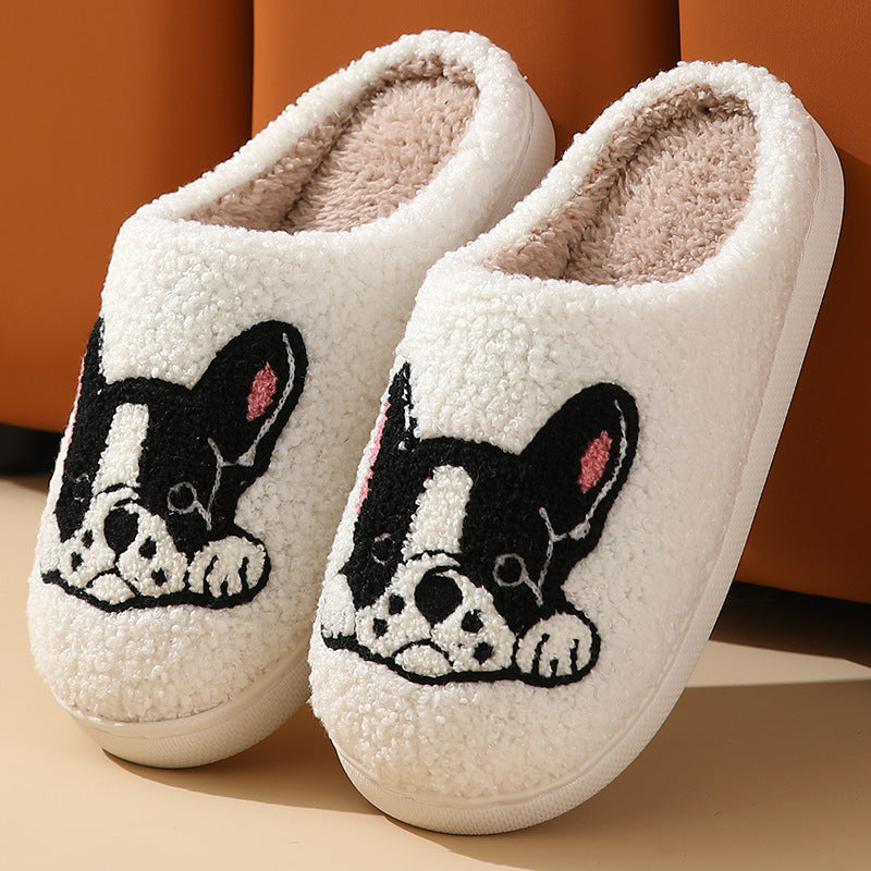 Bulldog Slippers Home Indoor And Outdoor Cartoon Non-slip Fleece-lined Thickened Cotton Slippers Limorista