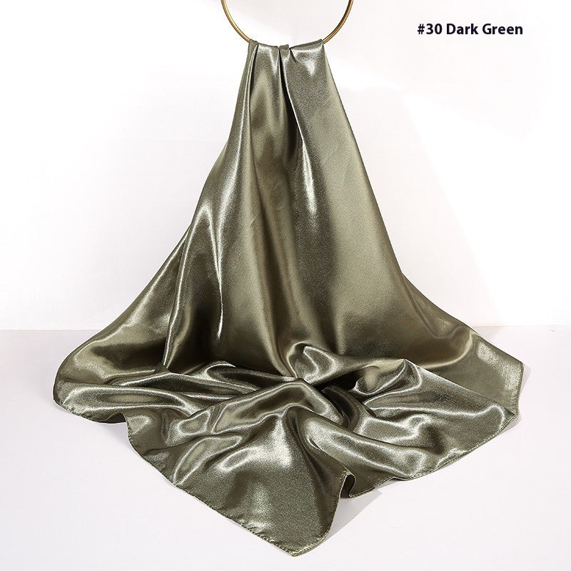 Pure Color Silk Scarf Artificial Silk 90cm Shiny Satin Shawl Limorista
