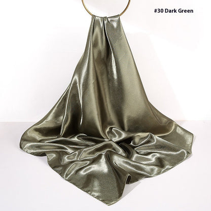 Pure Color Silk Scarf Artificial Silk 90cm Shiny Satin Shawl Limorista