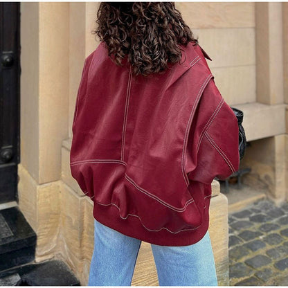 Lapel Long-sleeve Zipper Jacket Coat Limorista