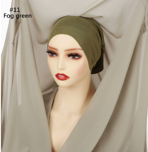 Lazy Chiffon Convenient Headscarf Magnetic Buckle Fixed Anti-drop Solid Color Limorista