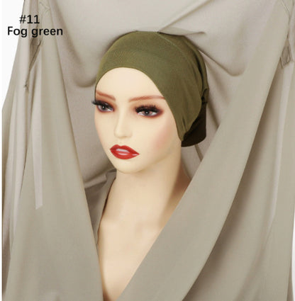 Lazy Chiffon Convenient Headscarf Magnetic Buckle Fixed Anti-drop Solid Color Limorista