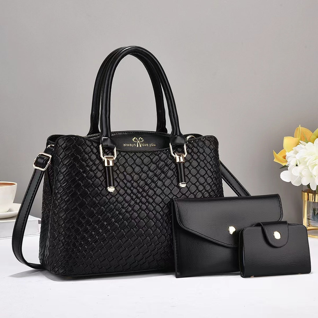Woven Texture Three-piece Set Large Capacity One Shoulder Combination Bags Limorista