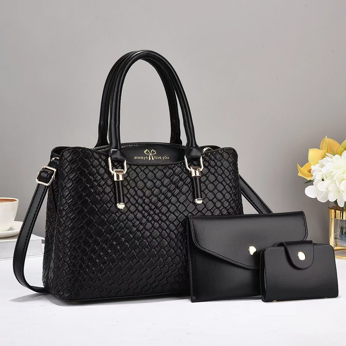 Woven Texture Three-piece Set Large Capacity One Shoulder Combination Bags Limorista