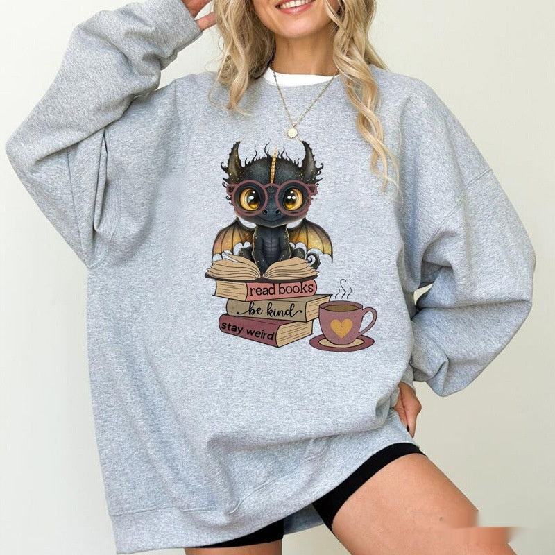 Fourth Wing Dragon Printed Sweatshirt Women Fantasy Book Limorista