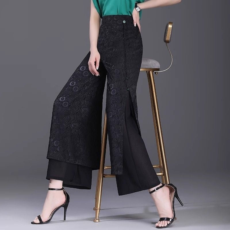 Chinese Style Split Pants Thin High Waist Loose Limorista