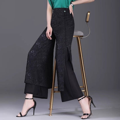 Chinese Style Split Pants Thin High Waist Loose Limorista