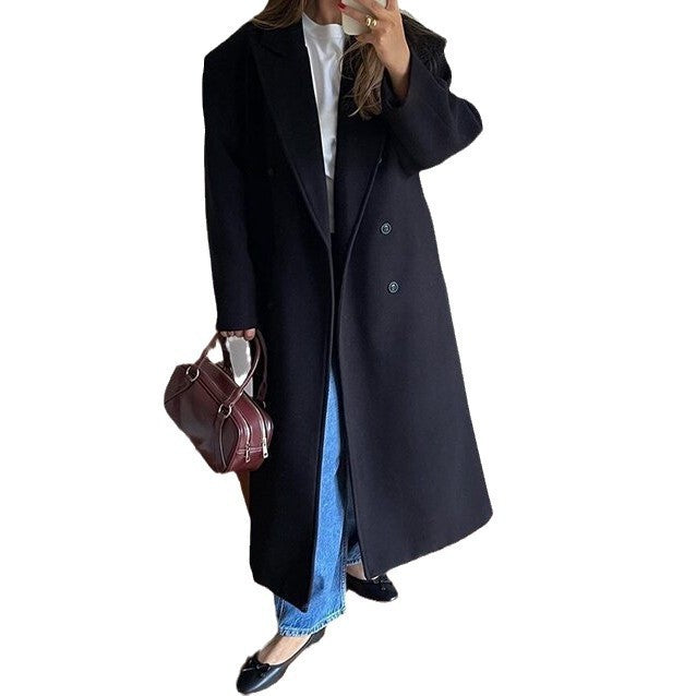 Autumn And Winter Temperament Commute Suit Collar Long Woolen Coat Limorista