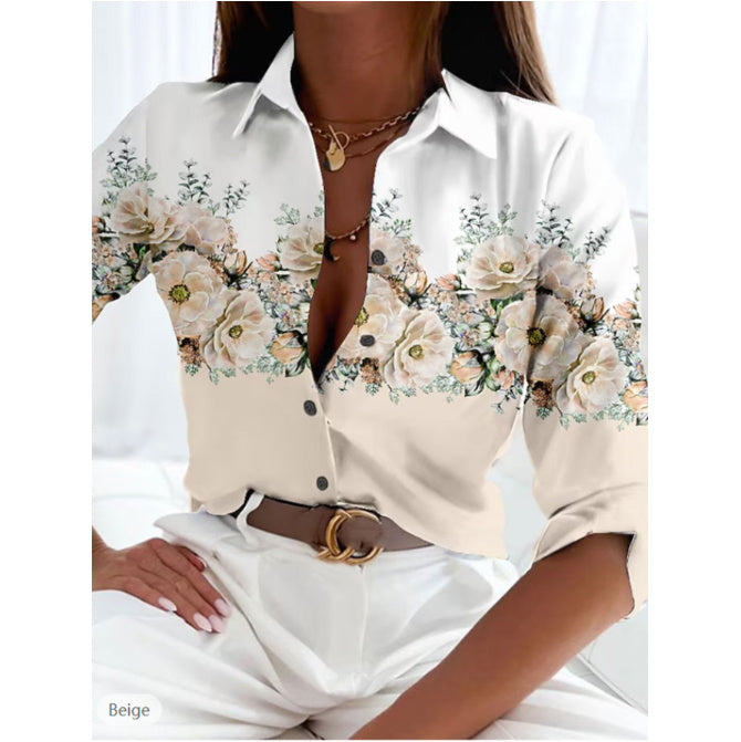 Fashion Floral Print Long Sleeve Shirt Limorista