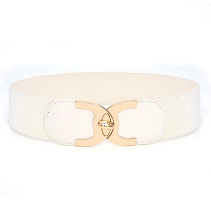Fastener Decoration Wide Belt Women&