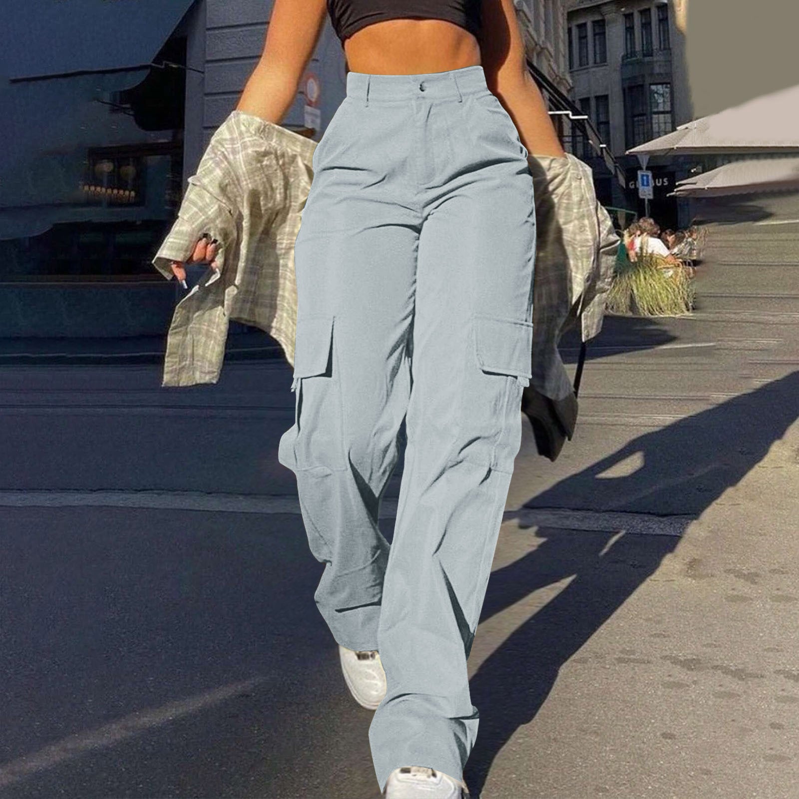 Multi-Pocket Workwear Straight-leg Trousers Limorista