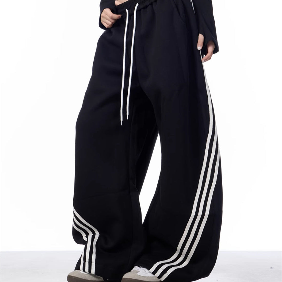 Striped Lace-up Machete Casual Pants Loose Wide-leg Pants Limorista