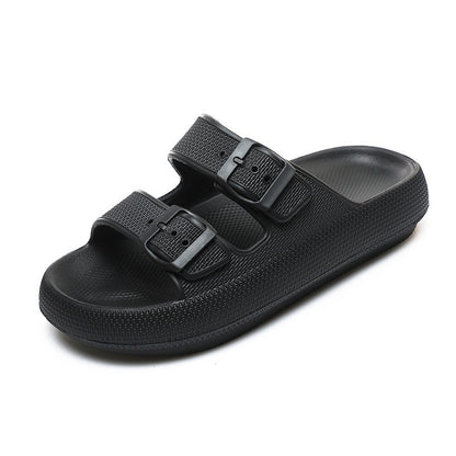 High Elastic Rubber Soft Platform Double Buckle Slippers For Women Limorista