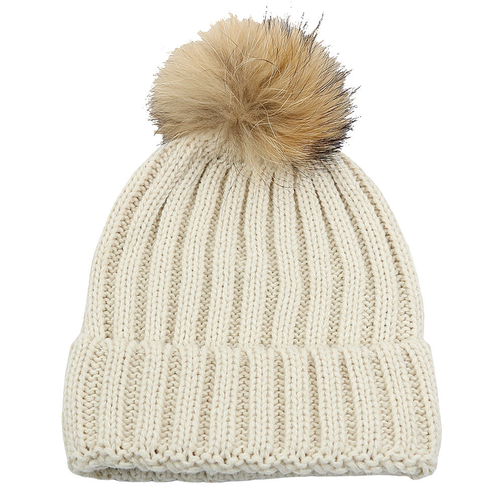 Fur Ball Knitted Hat Warm And Thick Woolen Cap Limorista