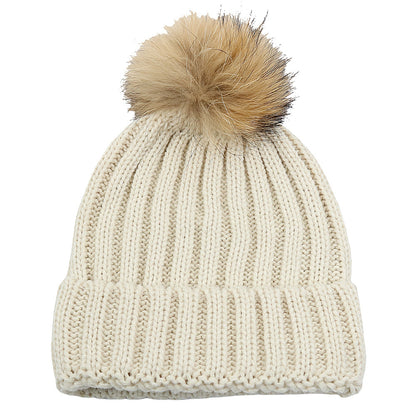 Fur Ball Knitted Hat Warm And Thick Woolen Cap Limorista