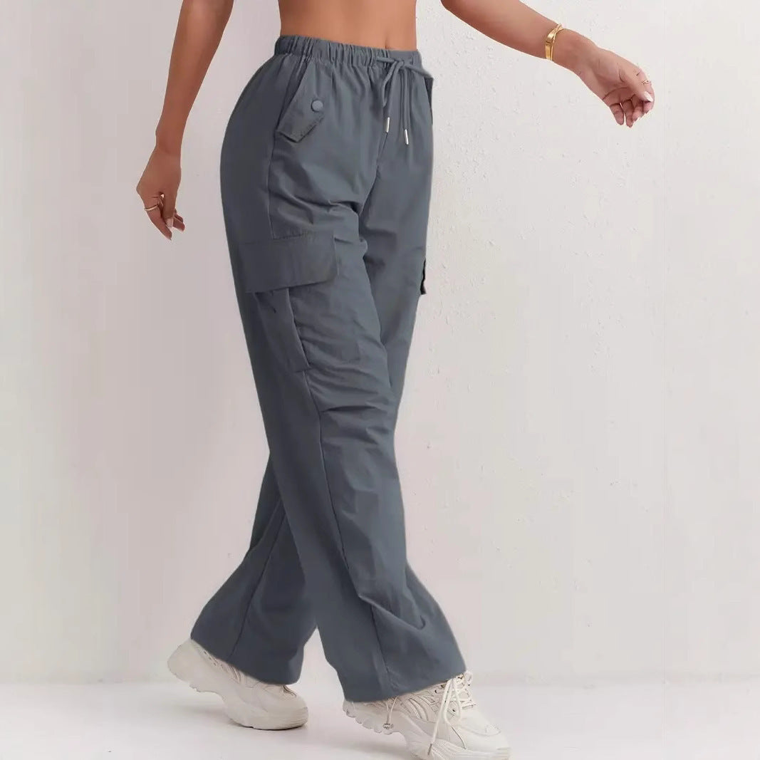 High Waist Drooping Quick-drying Leisure Wide Leg Track Pants Limorista