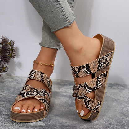 Woven Cross-strap Slippers Summer Platform Sandals Women Flat Beach Shoes Limorista