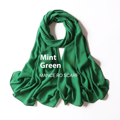 Pure Color Pearl Chiffon Scarf Headcloth Veil Chiffon Scarf Limorista