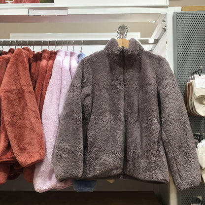 Coral Fleece Cardigan Stand Collar Jacket Warm Coat Limorista