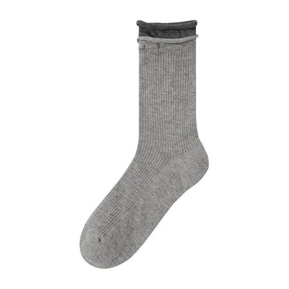 Contrast Color Double Screw Transparent Silk Cool Sunken Stripe Socks Limorista