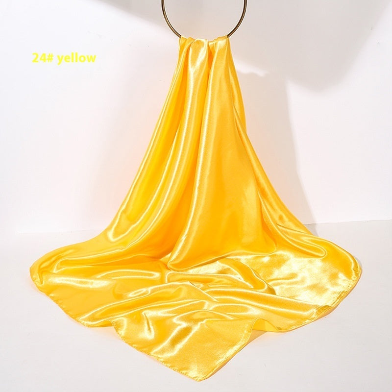 Pure Color Silk Scarf Artificial Silk 90cm Shiny Satin Shawl Limorista