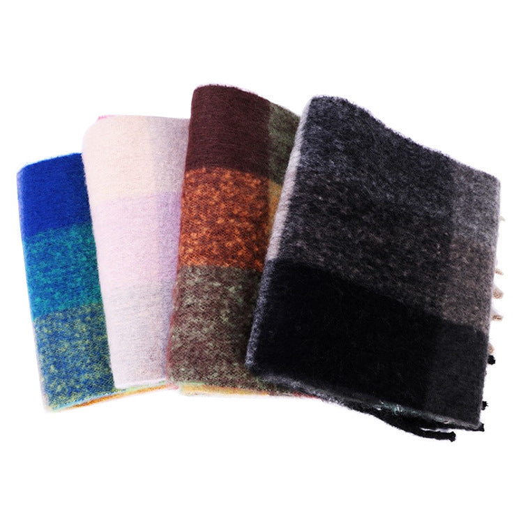 Plaid Mohair Scarf Colored Ladies Limorista