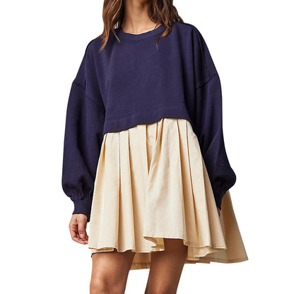 Sweater Dress Loose Long Sleeve Crewneck Pullover Tops Relaxed Fit Sweatshirts Short Dress Autumn And Winter Limorista