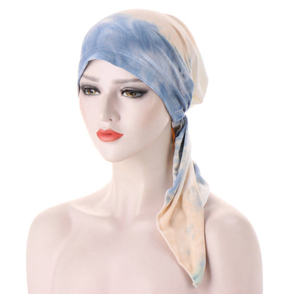 Curved Tail Turban Hat Flower Cloth Pullover Limorista