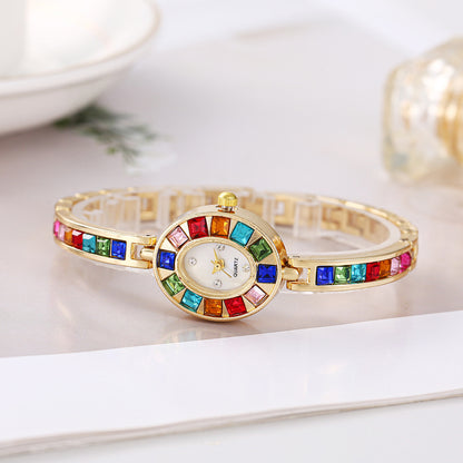 Fashion Small Oval Colorful Crystals Watch Limorista
