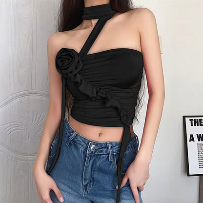 Flower Pleated Scarf Floating Top For Women Limorista