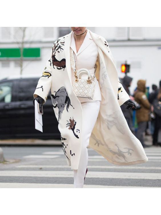 Coat Print Dragon And Phoenix Woolen Limorista