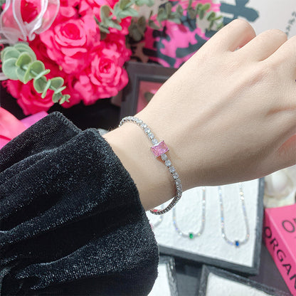 Simple And Versatile Sparkling Diamond Filled Square Candy Women&