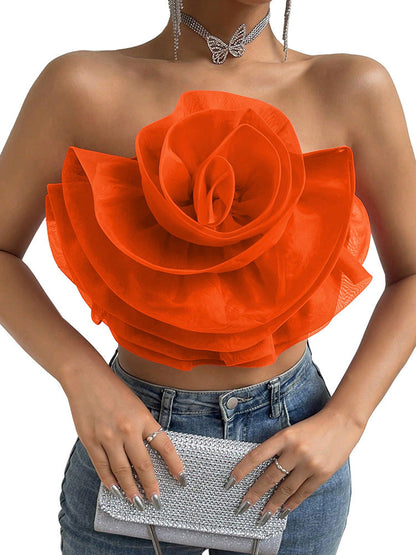 Three-dimensional Organza Flower Small Sling Chest-wrapped Vest Limorista