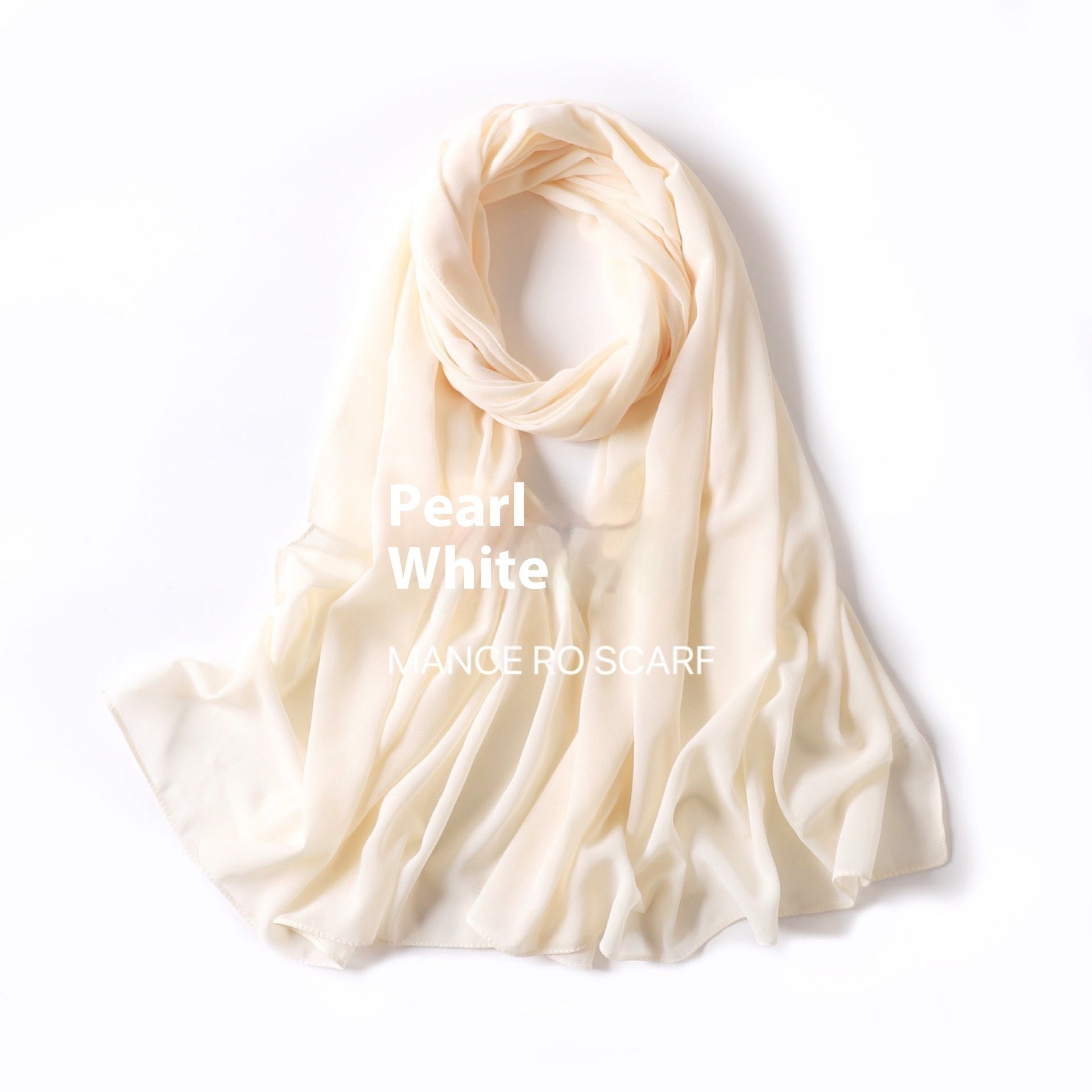 Pure Color Pearl Chiffon Scarf Headcloth Veil Chiffon Scarf Limorista