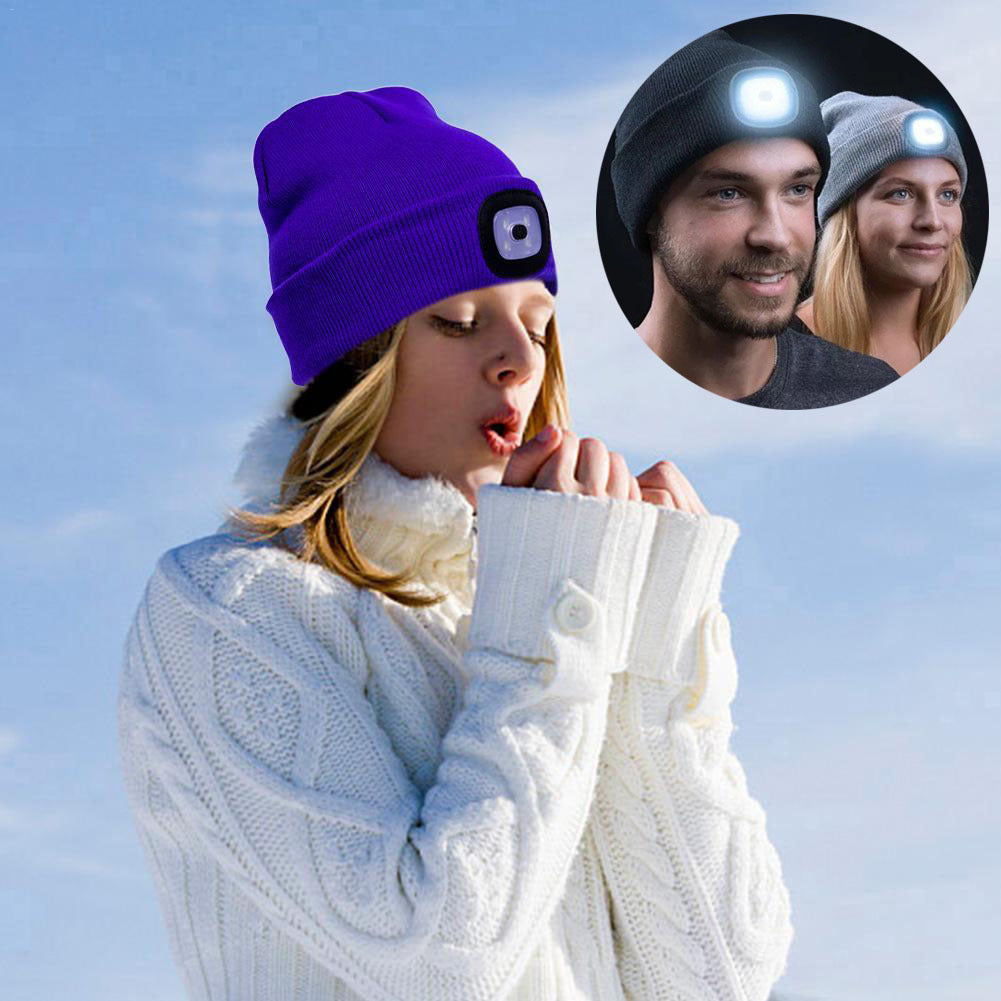 LED Knit Hat Button Cell Type Knitted Hat With Light Glowing Limorista