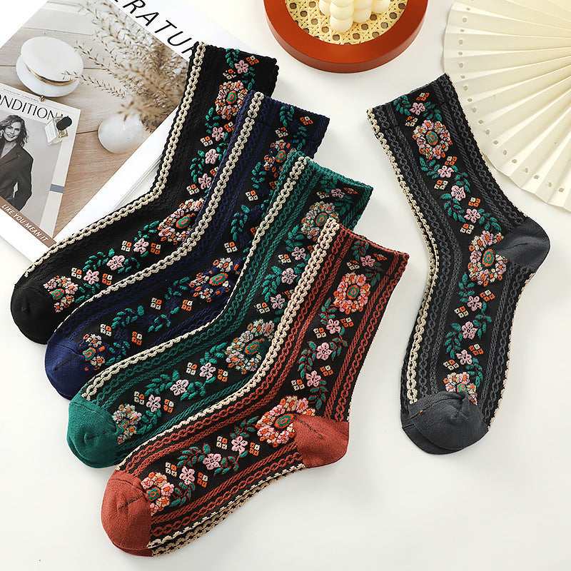 Small Floral Socks Women&