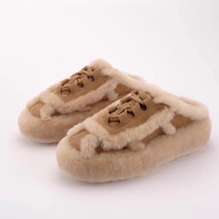 Outerwear Lamb Wool Thick Sole Half Slippers Women Limorista