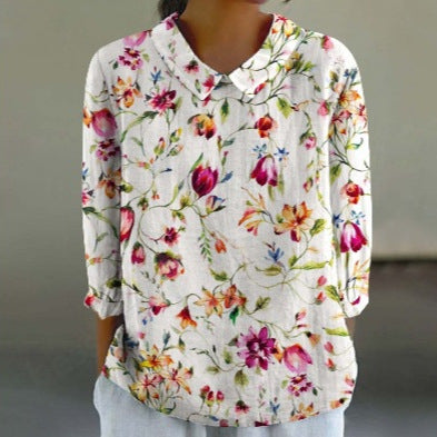 Creative Retro Chinese Style Floral Print Shirt Limorista