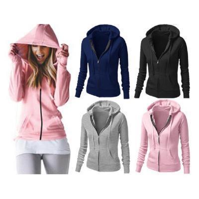 Solid Color Long-sleeved Hooded Women&