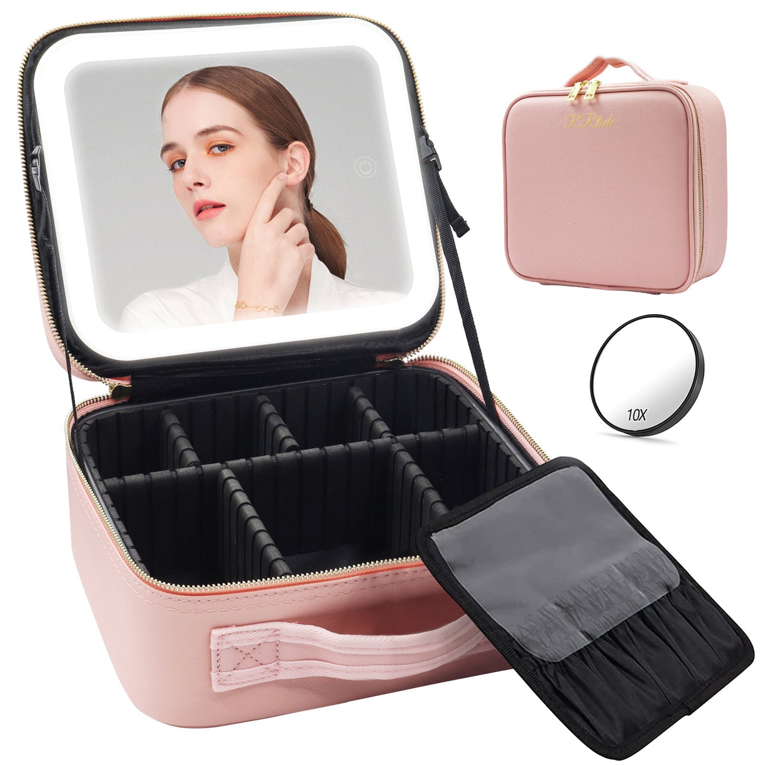 Large Capacity Cosmetic Case With LED Mirror High Sense Multifunctional Storage For Makeup Artist Cosmetic Bag Limorista