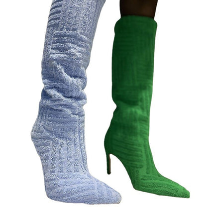 Plus Size Sexy Pointed Toe Thermal Towel Boots Limorista