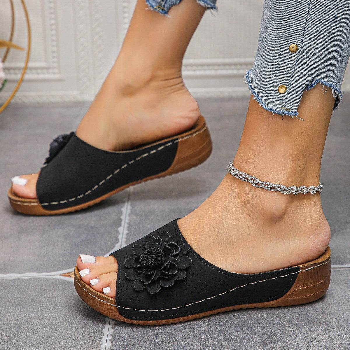 Flower Wedges Sandals Summer Fashion Retro Hollow Sandals Holiday Beach Shoes For Women Limorista