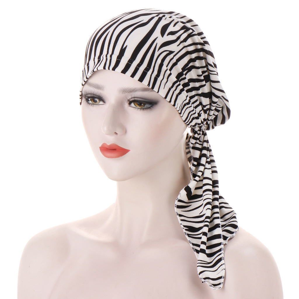 Curved Tail Turban Hat Flower Cloth Pullover Limorista