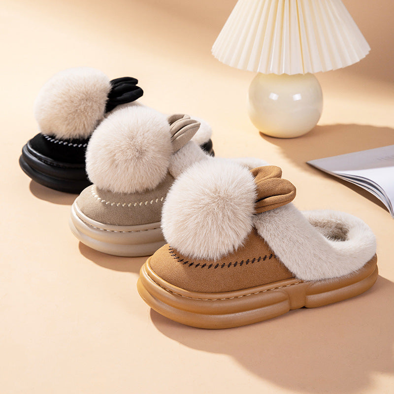 Thick Bottom Fleece-lined Warm Can Be Outdoor Fur Slippers Limorista