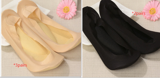 3D Arch Foot Massage Health Care Women Summer Socks Ice Silk Socks Shallow Mouth Silica Gel Invisible Slippers Feet Care Limorista